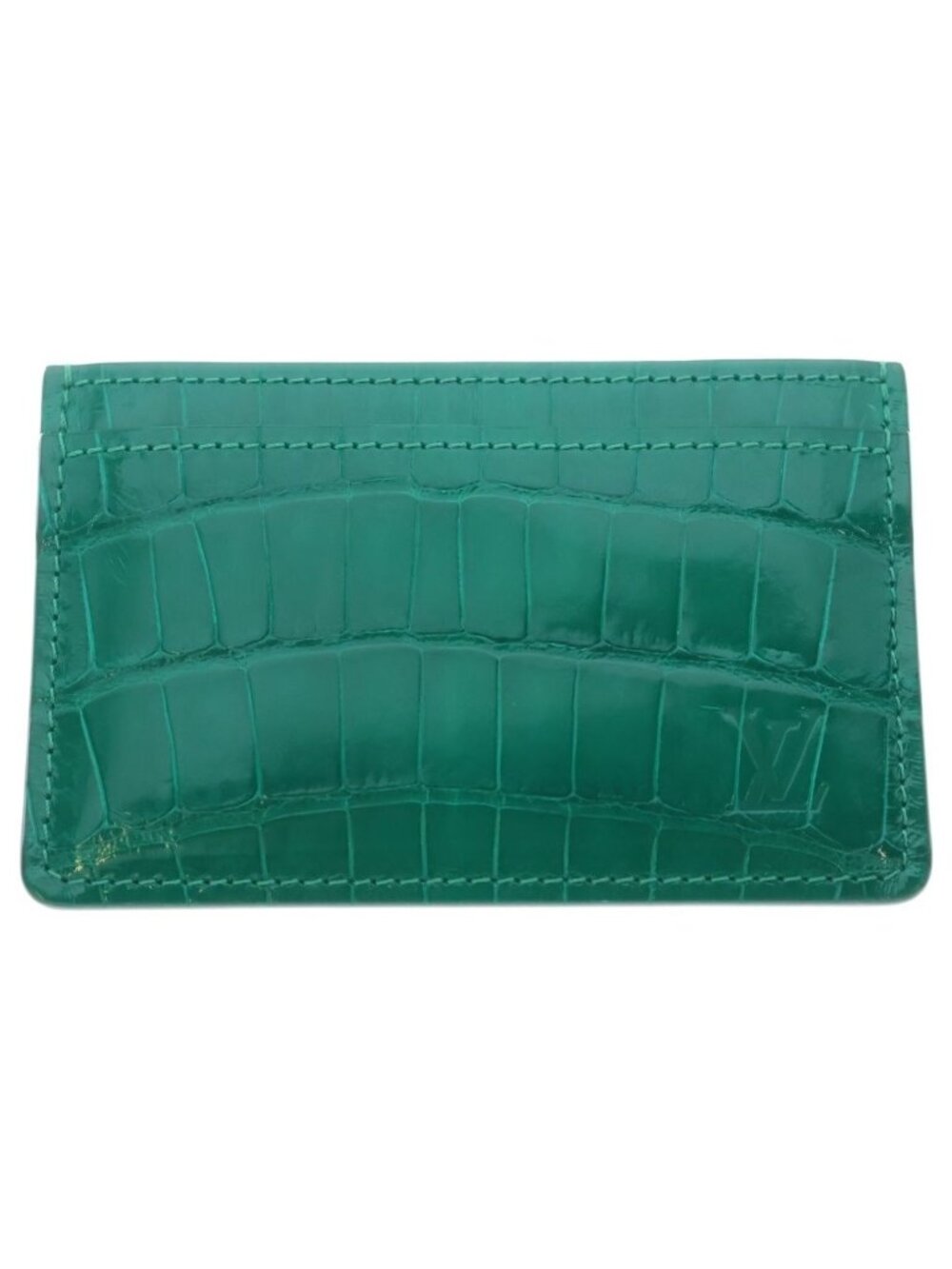 Louis Vuitton Porte Cartes Simple Exotic Leather Emroad Card Case Green
